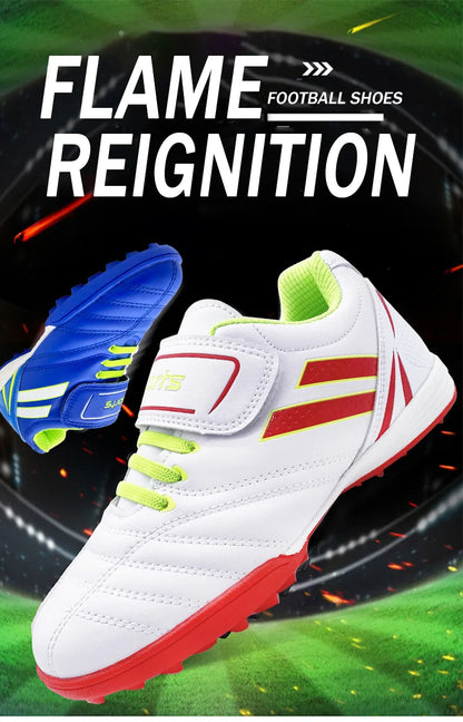 Boys' and Girls' TF Children's Football Shoes Hook and Loop Football Boots No Spikes Lacrosse Beginner Cricket Shoes Baseball Shoes