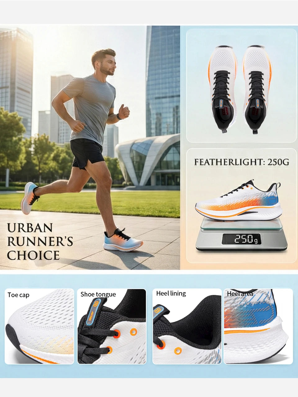 Baasploa Men Jogging Sports Shoes Carbon Plate Professional Cushioning Sneakers Male Outdoor Breathable Non Slip Running Shoes