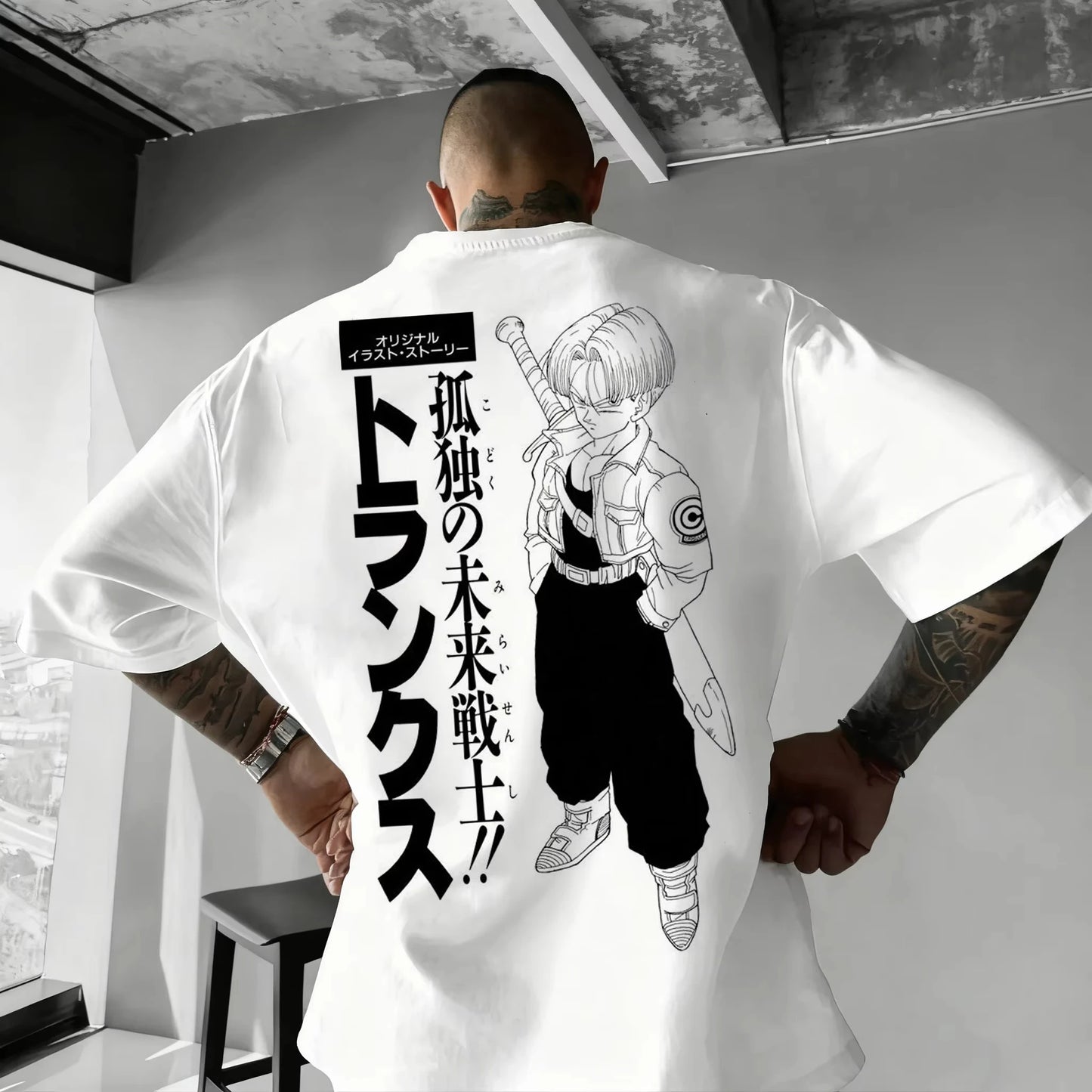 Summer 2026 Dragon Ball oversized T-shirt with power cord, Little Goku, artistic print, neutral casual Y2K