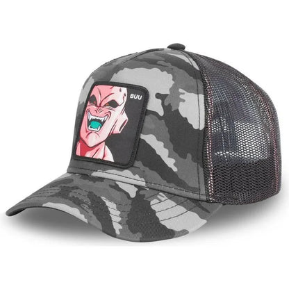 Dragon Ball Buu Goku Cap Ljetna muška kapa s ravnim vrhom i šiljastim obodom, s vezenim uzorkom, hip-hop stil, sunčana vizira, podesiva trucker mrežasta kapa