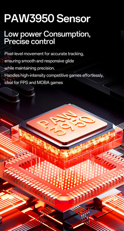 Rato Gaming Sem Fios Delux M900PRO Versão Ultraleve Ergonómico 1K/8K Polling Rate 50g PAW3395 para Destro com Mão Grande PC Gamer