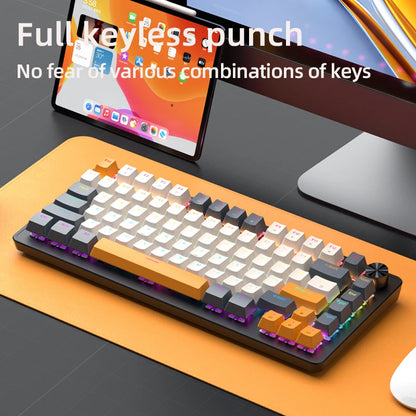 75% Mechanical Keyboard Wired with Media Knob, APAYADO Black Gaming Keyboard, Hot-Swap, ABS Cap Transparent Character Backlighting