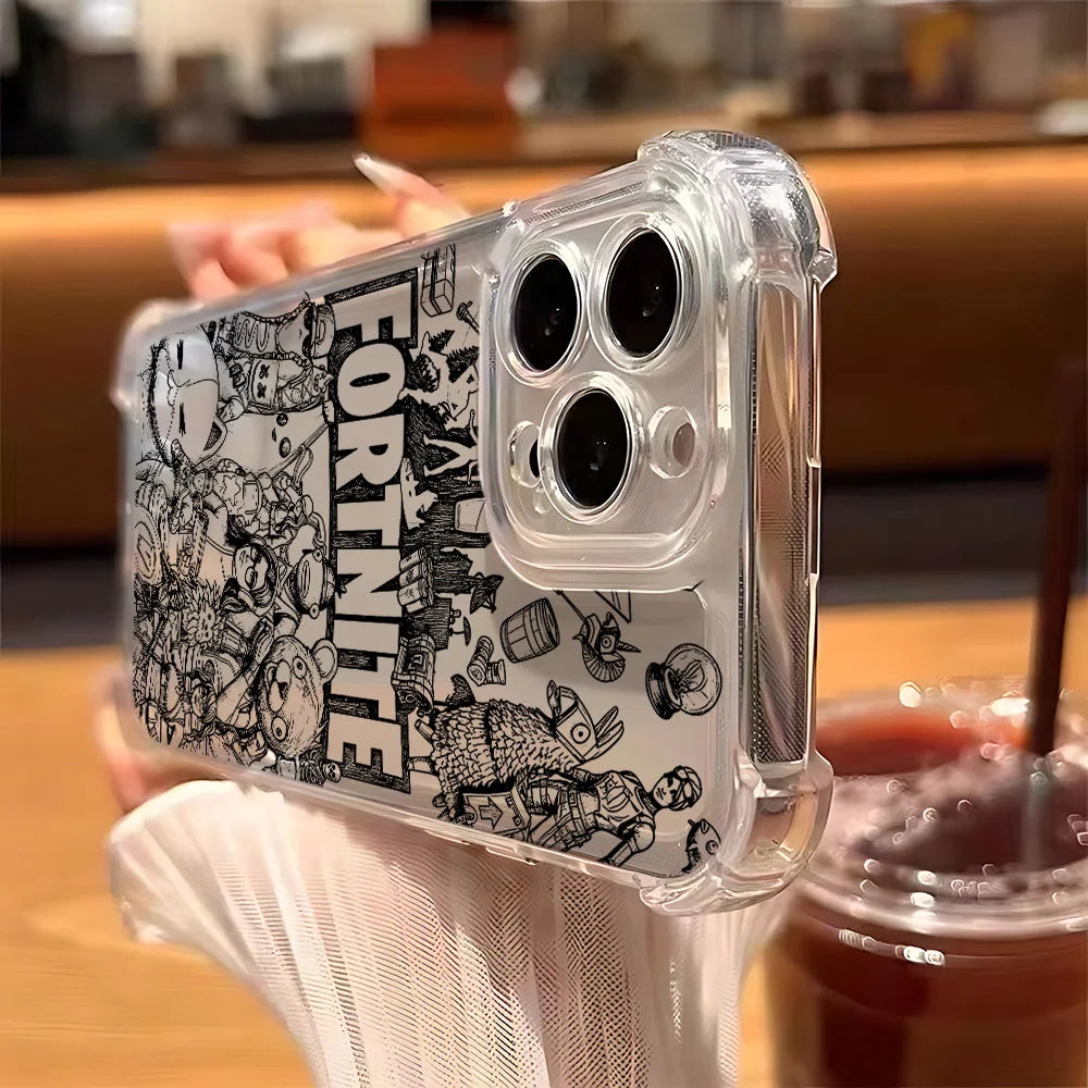 Capa de telemóvel Fortnite para Samsung Galaxy S26 S25 S24 S23 S22 S21 S20 Edge FE Ultra Plus 4G 5G, em TPU transparente antiqueda