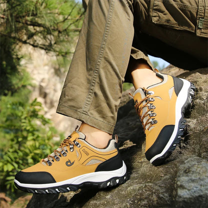 Autumn And Winter Models, Men's Waterproof Hiking Shoes, Outdoor PU Leather Sports Shoes, Wear-Resistant,  Walking, Tactical