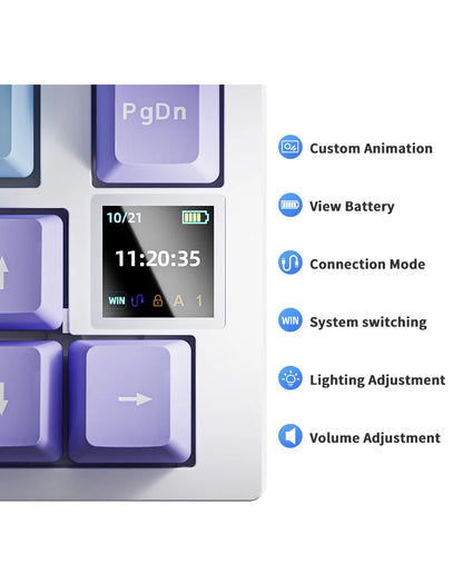 Ajazz AK820 Pro Gaming Mechanical Keyboard 75% Bluetooth/Wireless Customized Gamer Keyboard with TFT Color Screen Knob for PC