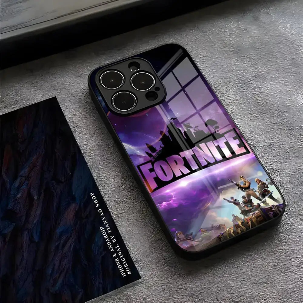 Custodia per telefono B-Battle-R-Royales-F-FortniteS per iPhone 17 Pro Max 15 Pro 14 12 11 13 Mini X XR XS 16 Plus SE, cover in vetro