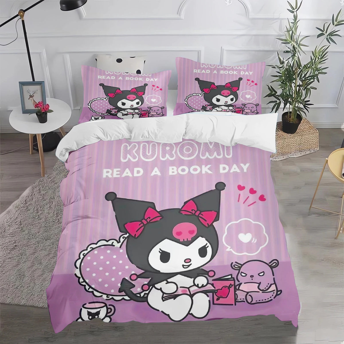 Kuromi Duvet Cover Cute Pillowcase Bedding Set Adult Boy Girl Bedroom Decoration Children Gift Single Double Large Size