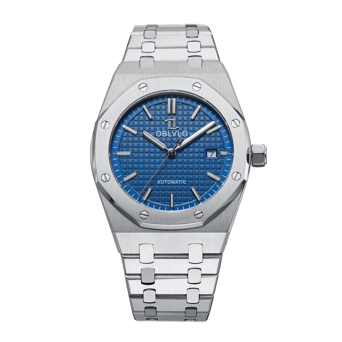 OBLVLO TM-ASP Luxury Men's Watch 41mm Blue Dial Rose Gold Automatic Luminous Waterproof Mechanical Casual Business Watch