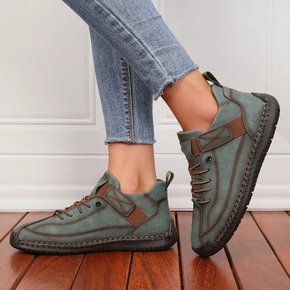 Handmade Leather Women Loafers Casual Comfortable Soft Soled High-quality Motorcycle Boots Fashionable British Tennis Nude Boots