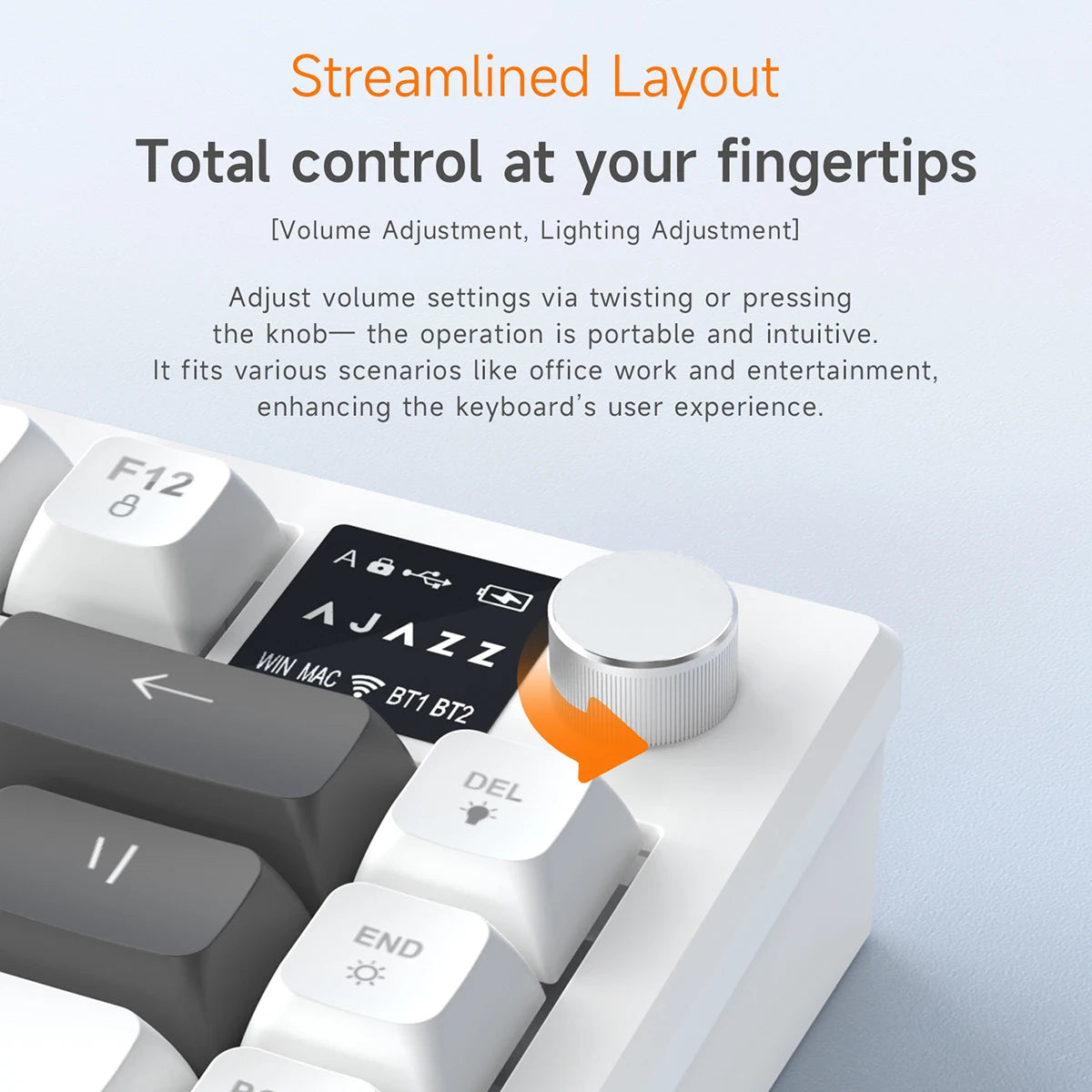 Teclado AJAZZ AF82 Office Low Profile RGB com fios/sem fios para gaming, layout 75%, 82 teclas, bateria de 4000mAh para Win/Mac