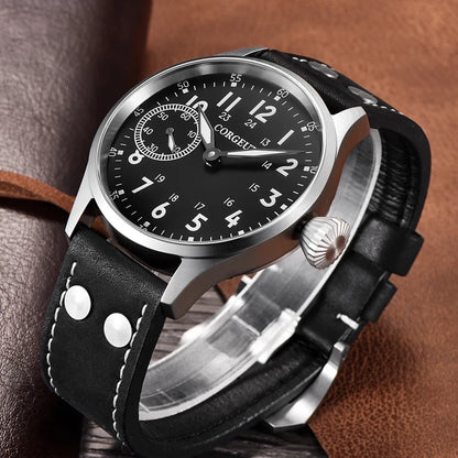 Corgeut Seagull ST3600 17 Jewelry 44mm Mechanical Watch Hand Wound Sapphire waterproof Watch Sports Leather Luxury 6497 Watch