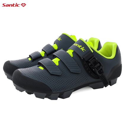 Santic Mountain Bike Lock Shoes for Men SPD Locking Shoes MTB Bike Accessories Breathable Self-Locking Unisex Cycling Sneakers