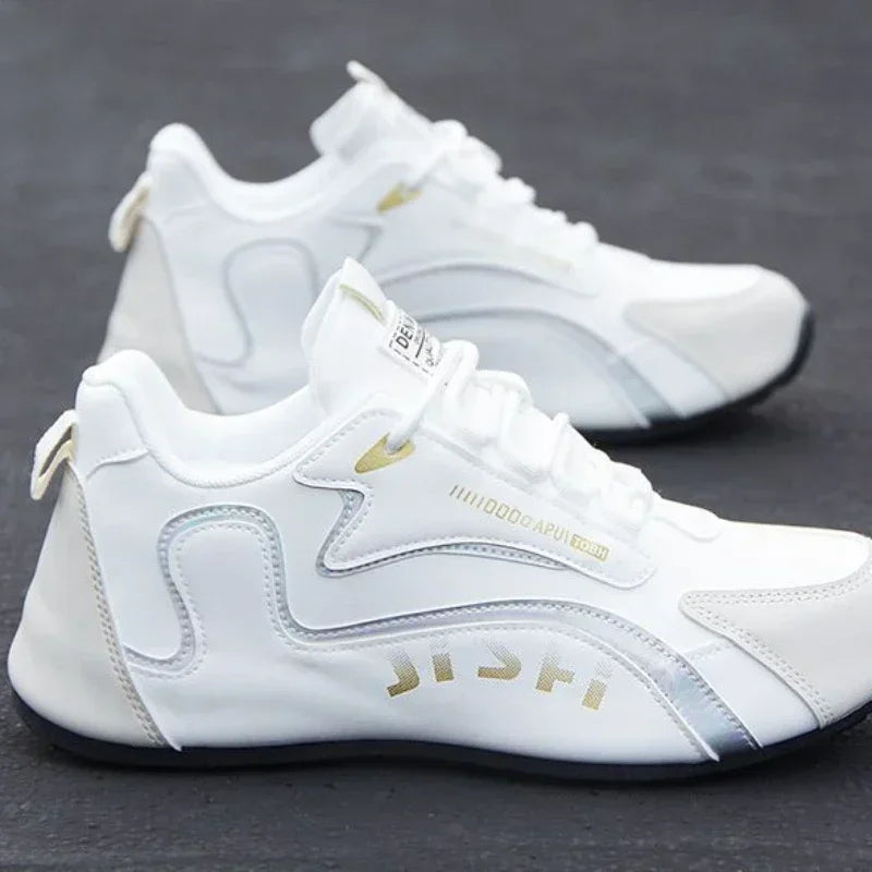 Ténis masculinos em couro PU, impermeáveis, desportivos e casuais; sapatos leves, respiráveis, planos e antiderrapantes; Zapatillas Hombre