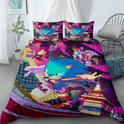 Sonic Cartoon Duvet Cover for Kids – Cool Anime Bedding Set – Duvet Cover Bedroom Decor (Queen & King Sizes) – For Kids & Teens