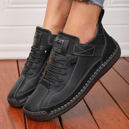 Handmade Leather Women Loafers Casual Comfortable Soft Soled High-quality Motorcycle Boots Fashionable British Tennis Nude Boots
