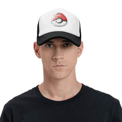 Destroyed Pokemon Pokeball Trucker Cap Men Women Outdoor Hat Trucker Worker Cap Fishing Hat Adjustable Mesh Baseball Caps Summer