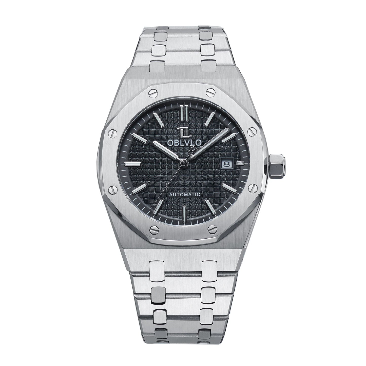 OBLVLO TM-ASP Luxury Men's Watch 41mm Blue Dial Rose Gold Automatic Luminous Waterproof Mechanical Casual Business Watch