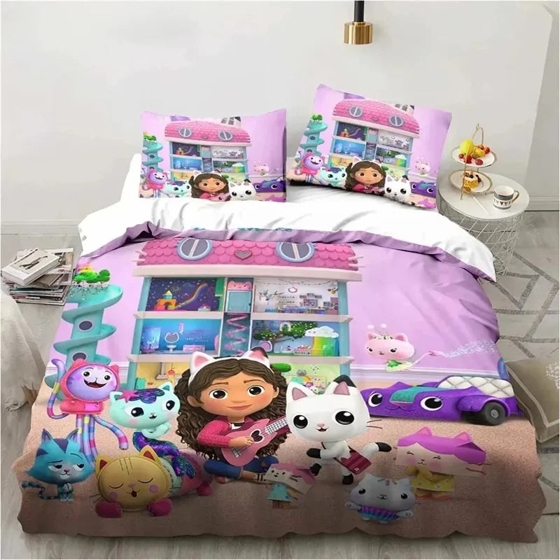 Gabbys Doll house 3D Printed Duvet Case Pillowcase Bedding Set Twin Full King for Kids Adults Bedroom