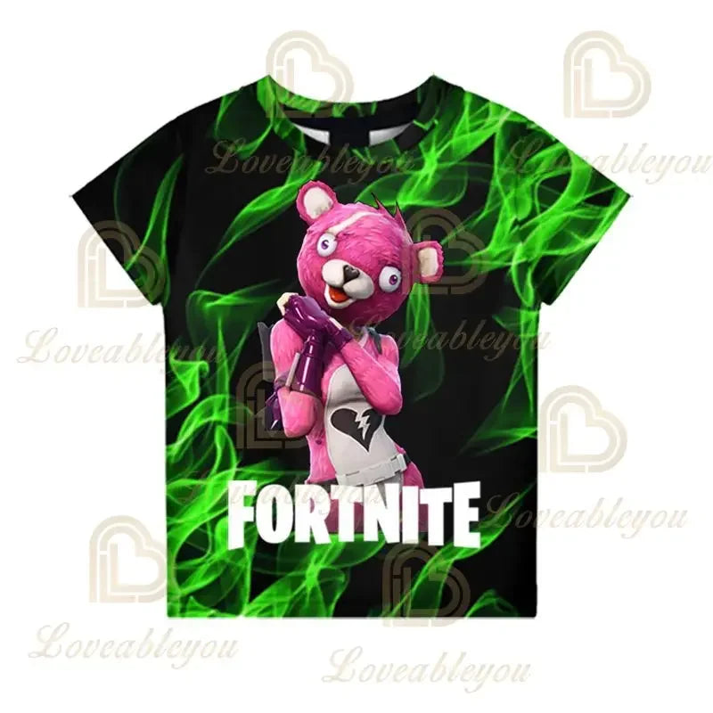 New Fortnite Summer T Shirt Boys Cartoon Cute Tee Short Sleeve Shirt Men Women Children Tshirts Teenager Tee Streetwear Tops