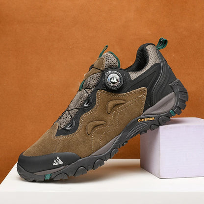 HIKEUP-Leather Shoes for Men, Outdoor Hiking Shoes, Tourist Trekking Sneakers, Mountain Climbing Trail Jogging Shoes, Turnbuckle