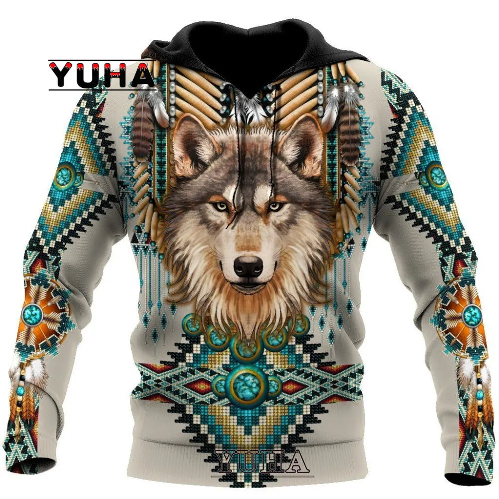 New Wolf Tattoo Vegvisir Black White 3D All Over Printed Men's Hoodie & Sweatshirt Unisex Casual Autumn Tracksuits