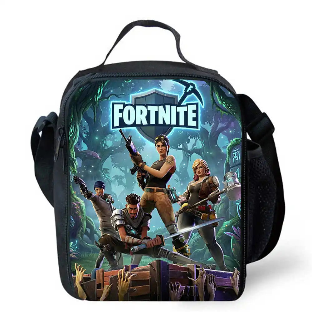 Children's Cartoon Fortnite Picnic Bag For Boys and Girls Age 5-10，Kids Insulated Cooler Lunch Bags Cute Portable Lightweight
