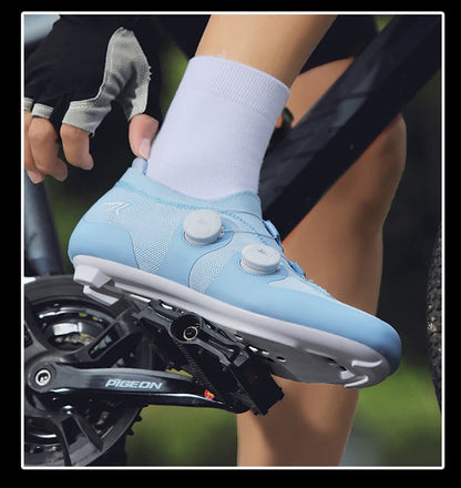 Cycling shoes road bike unisex, HsYixin breathable SPD self-locking non-slip racing road bike shoes flat MTB bicycle sneakers