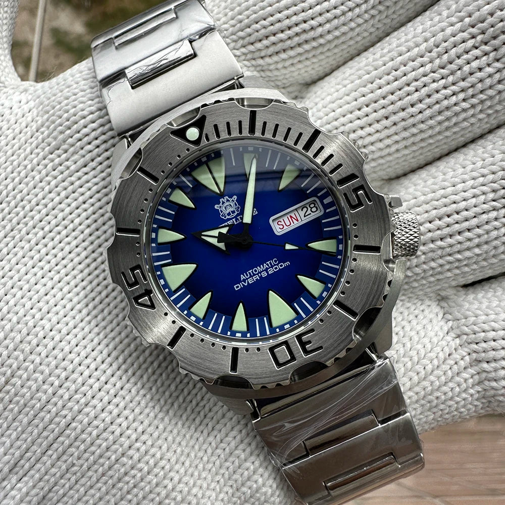 STEELDIVE SD1984 Monster Steel Strap Mechanical Watch NH36 Movt Sapphire Crystal 200M Waterproof Swiss Super Luminous Wristwatch