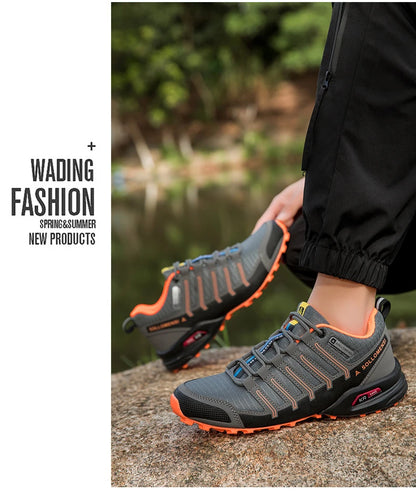 Men's Waterproof Hiking Shoes Outdoor Breathable Travel Walking Shoes Tactical Training Shoes Comfortable Lockless Cycling Shoes