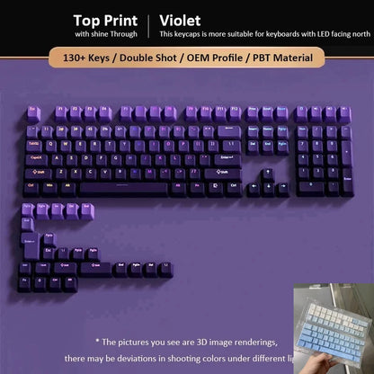 Conjunto de 133+ teclas OEM em gradiente para teclado mecânico gaming com switches Cherry MX, PBT retroiluminado RGB, layout ISO