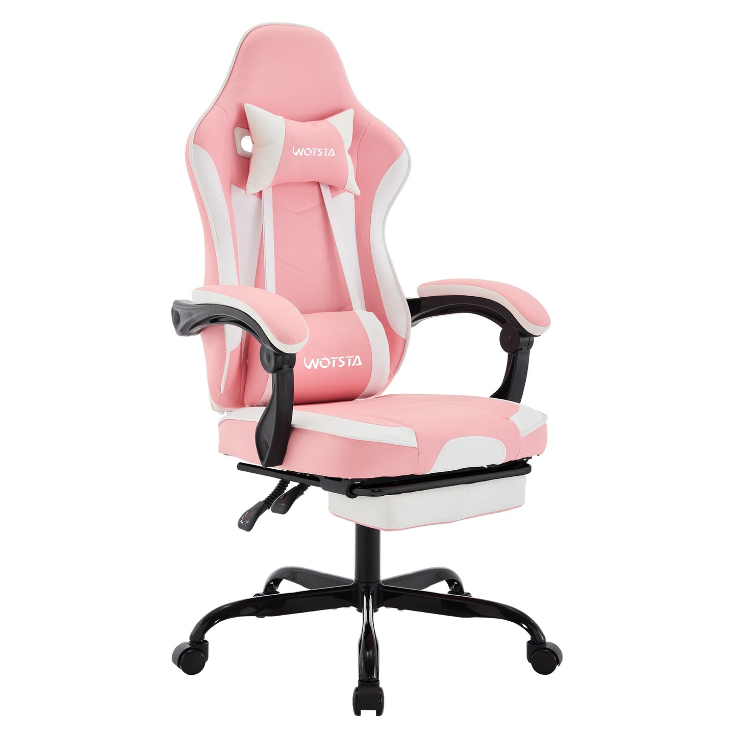 Cadeira Gaming WOTSTA com Apoio para Pés, Cadeira Gamer Ergonómica com Almofada Lombar, Apoio de Cabeça e Altura Ajustável para Computador