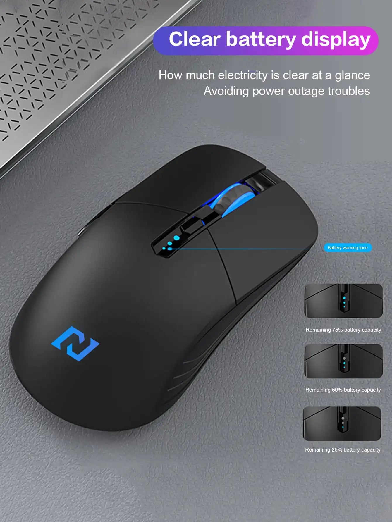 Rato sem fios, 6 botões, rato sem fios silencioso para escritório, rato sem fios antiderrapante para jogos eSports