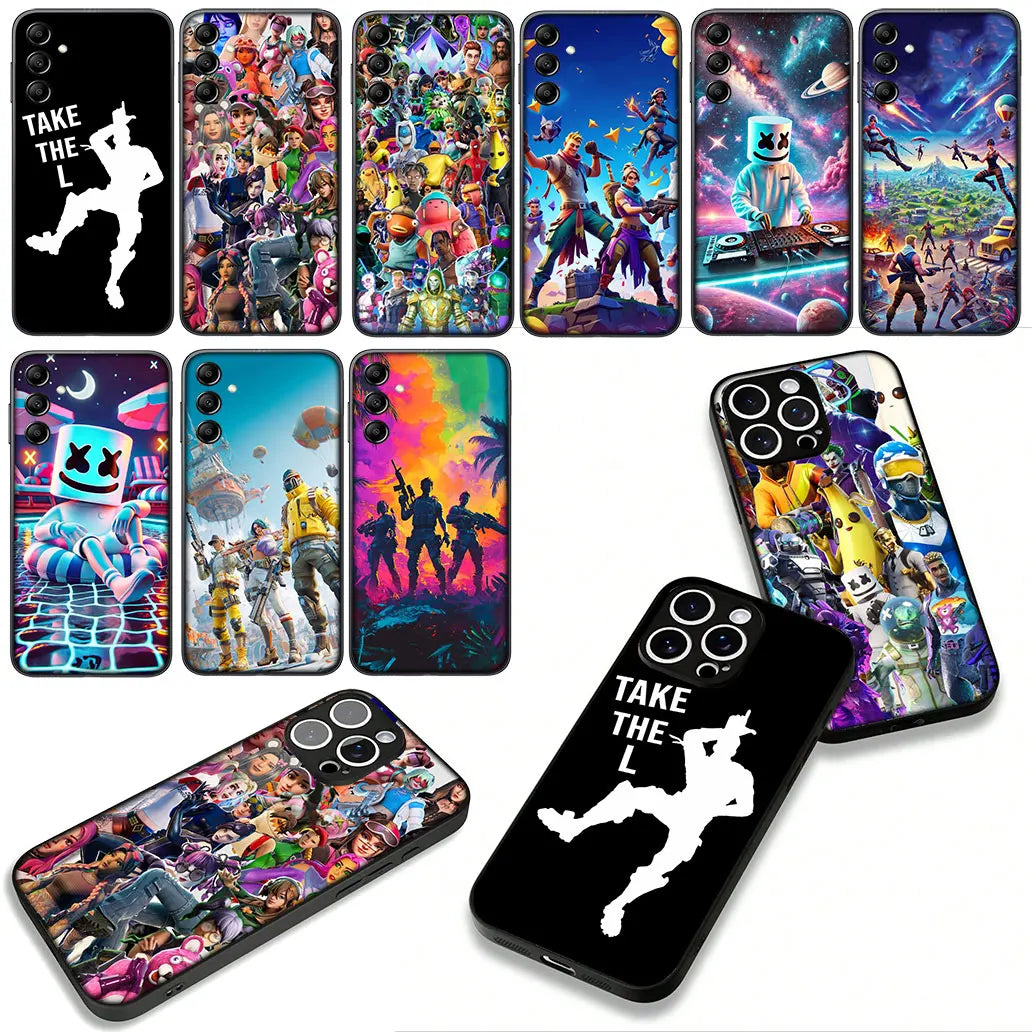 Husă cu design de fundal Game F-ForTnites pentru Samsung Galaxy A07 A13 A12 A23 A42 A50 A51 A52 A53 A70 A71 A72 A21S A04 Note 20 9 8 10