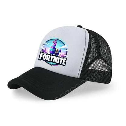 Boné de Basebol Fortnite com Estampa Cartoon do Jogo para Crianças, Boné de Verão em Malha Respirável, Boné Ajustável com Pala, Presente de Aniversário para Crianças