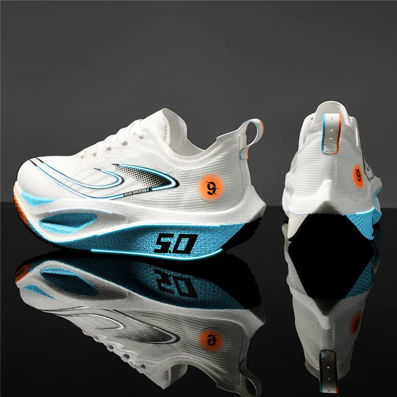 FourSeasons Men's Sports Sneakers CarbonPlate Running Shoe，Breathable Marathon Racing Comfortable Athletics Training Shoes Walki