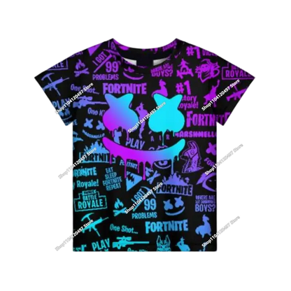 Dziecięca odzież jesienna: bluza z kapturem typu pullover, T-shirt, nowa kolekcja Fortnite, codzienna odzież dziecięca, wygodny streetwear