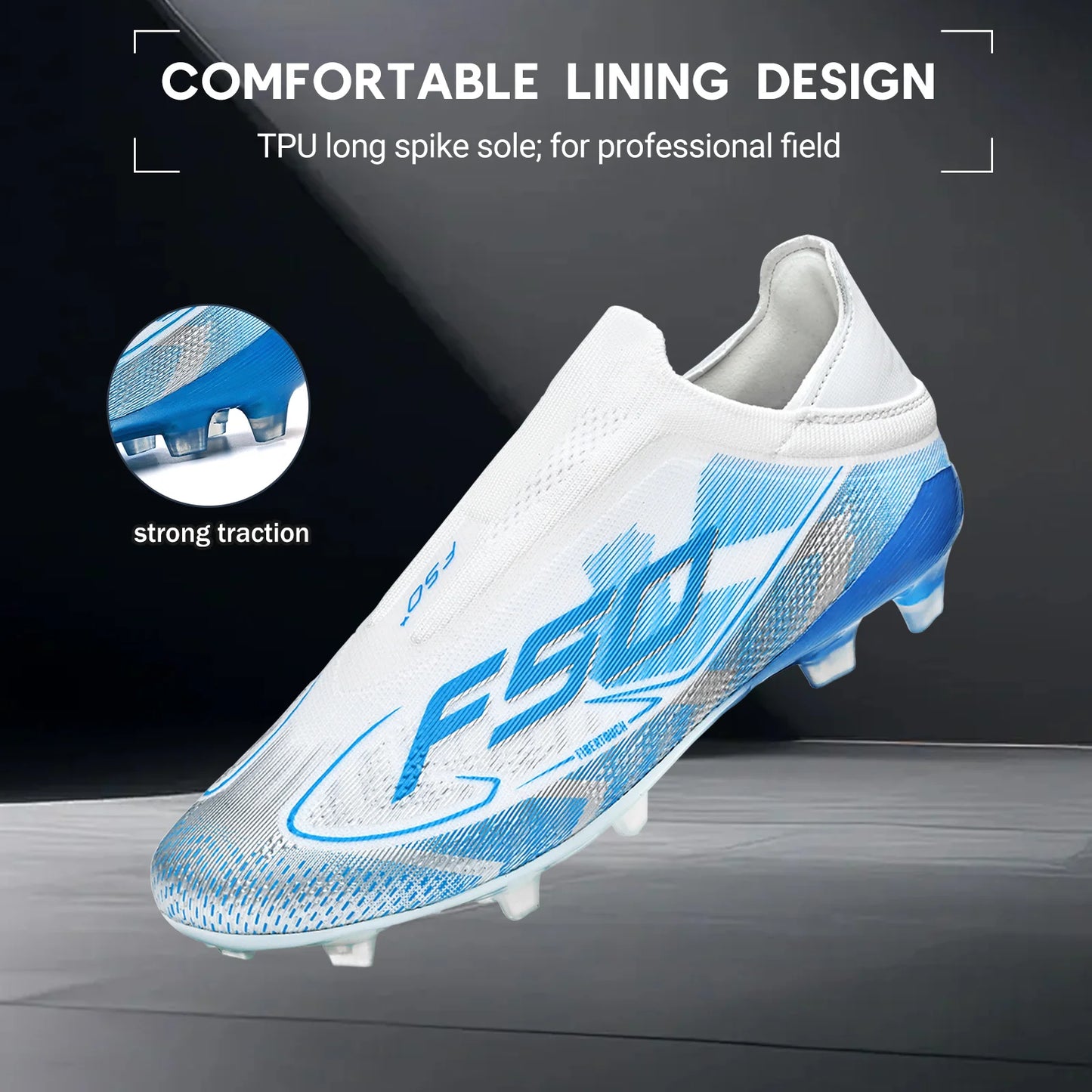 Anti-slip AG/FG Soccer Boots，TPU Shock Absorption Sole，Durable PU Fabric Upper，Teenager Boys Girls Professional Field Sneakers