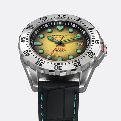 BERNY Automatic Diver Watch for Men Frosted Dial MIYOTA 8215 316L Supper Luminous Sapphire AR Fluororubber Men's Diving Watches
