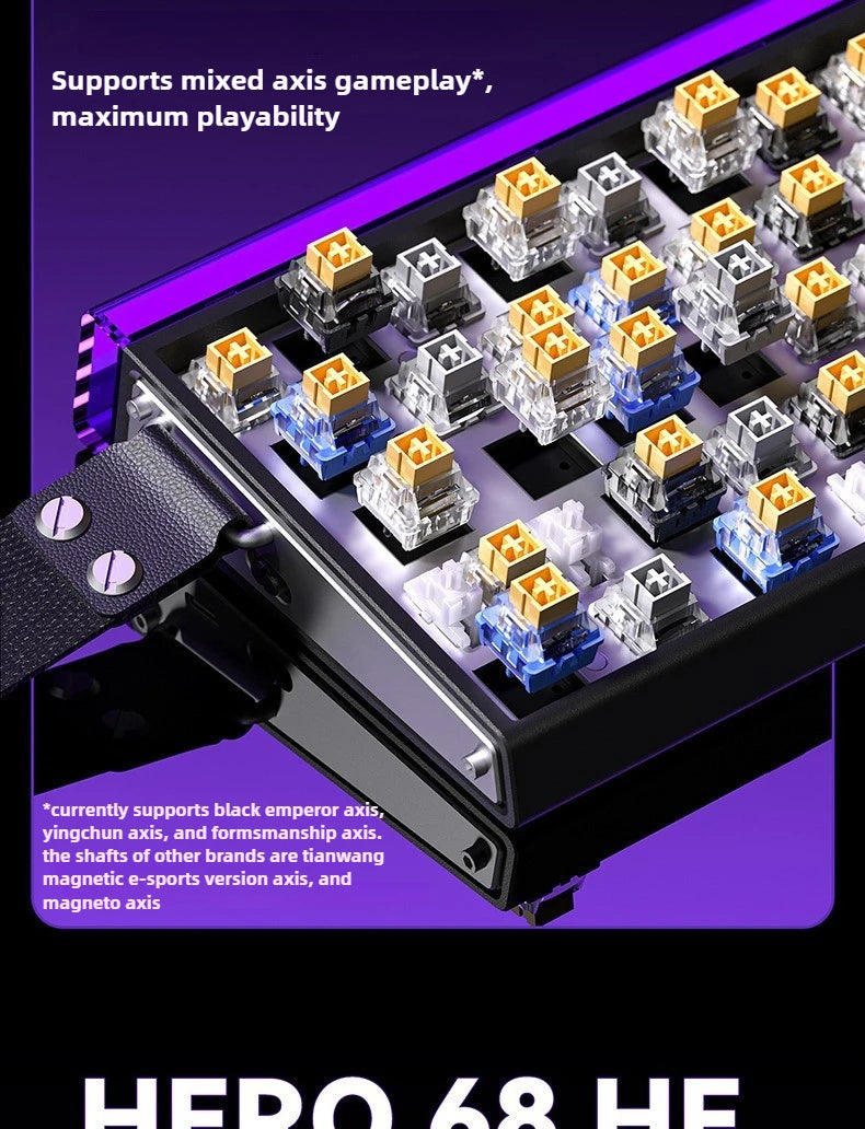 Magnetic Keyboard mechanical Aula Hero68he wired RGB 65% teclados gamer Hot-Swap pc 8000 Hz Polling Rate white clavier mecanique