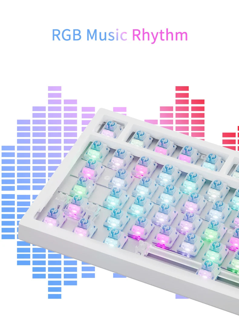 AJAZZ AK820 mechanische Tastatur, 70 % Kompaktlayout/RGB-Beleuchtung/Hot-Swap-fähige Switches, mit kabelgebundener, kabelloser und Bluetooth-Verbindung