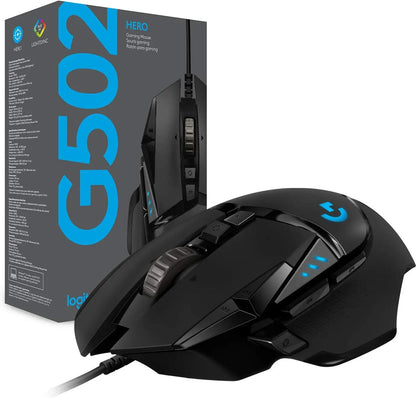 Rato Gaming com Fios Logitech G502 HERO de Alto Desempenho, Sensor HERO 25K, 25,600 DPI, RGB, Pesos Ajustáveis, 11 Botões, Rato para PC/Mac