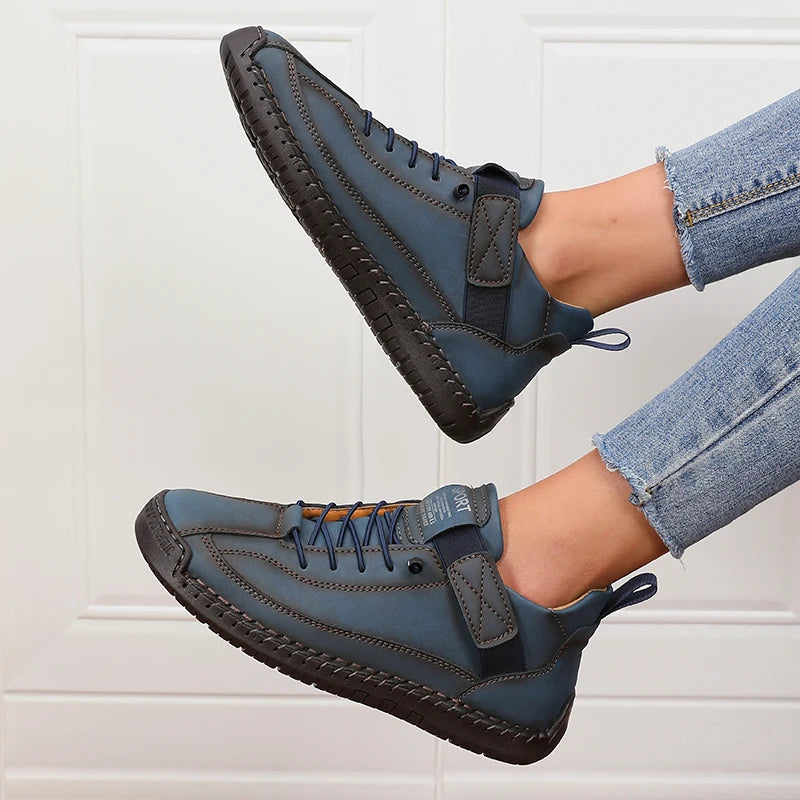 Handmade Leather Women Loafers Casual Comfortable Soft Soled High-quality Motorcycle Boots Fashionable British Tennis Nude Boots
