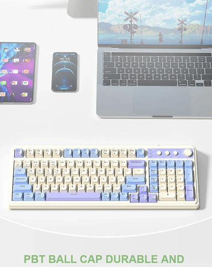 AULA S99 Spider Keyboard Membrane Keyboard Wireless Bluetooth Wired Three Mode RGB Gamer Keyboards Office Typing Mute 99 Keys