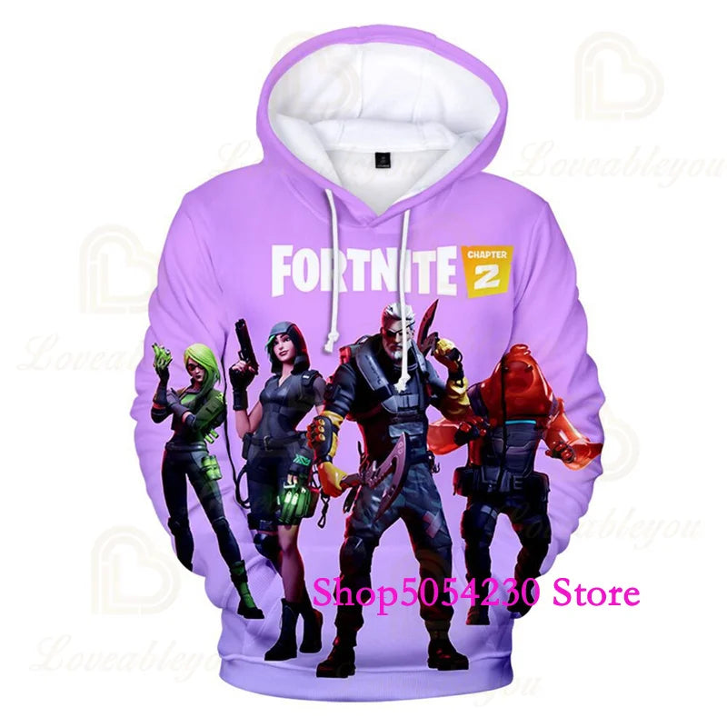 Fortnite Season 2 Boys and Kids Hoodies Cartoon Casual Sweatshirts Battle Game Heroes Print Polyester Autumn Girls Pullovers