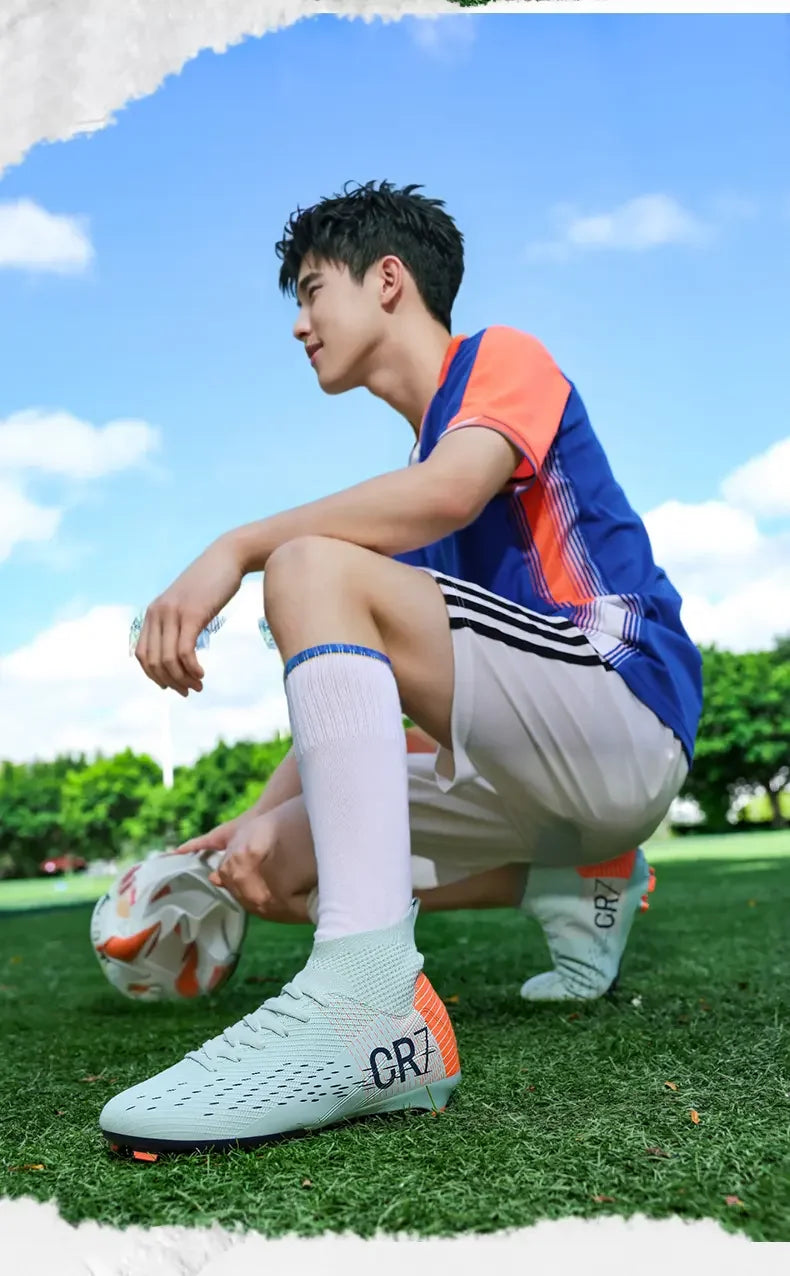 Chuteiras de Futebol de Treino TF com Pitons Longos, Resistentes ao Desgaste, Respiráveis, para Terreno Firme, Jogo ao Ar Livre e Treino