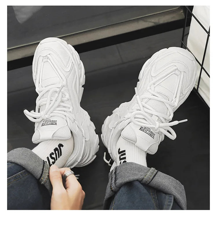 Men's shoes, seasonal leather trend, soft sole, sports running shoes, campus style, casual and versatile, fashionable dad shoes