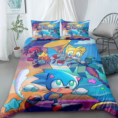 Sonic Cartoon Duvet Cover for Kids – Cool Anime Bedding Set – Duvet Cover Bedroom Decor (Queen & King Sizes) – For Kids & Teens