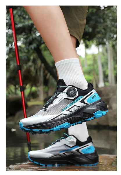 Men's Running Shoes with Rotating Buckle Breathable Mesh Lightweight Sneakers for Men Gym Workout Casual Waterproof Sports Shoes