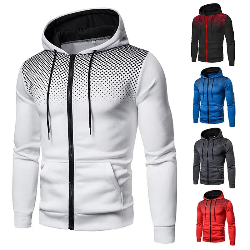 Men's Zip Up Hoodie Pocket Polka Pot Print Hooded Sweatshirt Sport Outdoor Casual Slim Fit Men Spring AutumnZipper Hoodie, produit gaming premium Fraquane, produits de luxe, nouvelle génération, équipement gamer