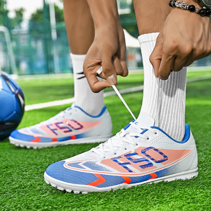 All Season TF Turf Football Boots PU Breathable Fabric Upper Rubber Non-slip Sole Durable Men Women Teenager Shoes